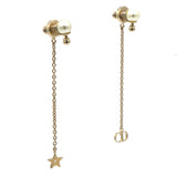 Dior Pearl La Petite Tribale Dangle Chain Earrings Gold