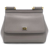 Grey Leather Medium Miss Sicily Top Handle Bag