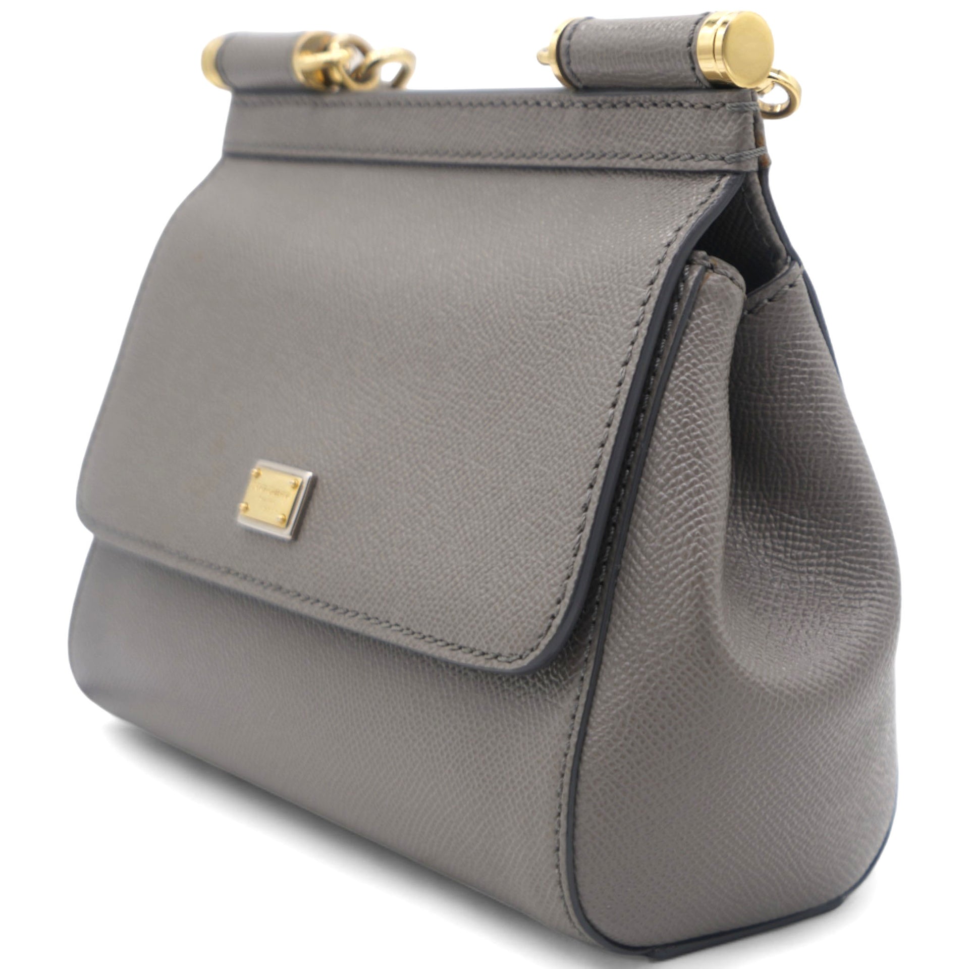 Grey Leather Medium Miss Sicily Top Handle Bag