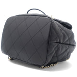 Lambskin Quilted Drawstring Backpack Black