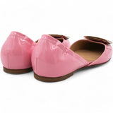 Pink Patent Leather Buckle Detail Square Ballet Flats Size37