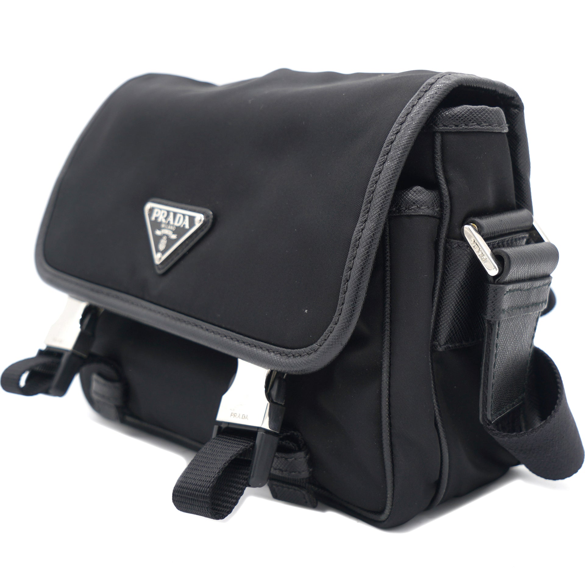 Prada Re-nylon And Saffiano Leather Shoulder Bag in Black for Men