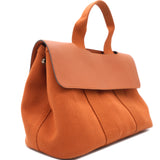 Valparaiso PM Orange Leather Canvas Tote Hand Bag