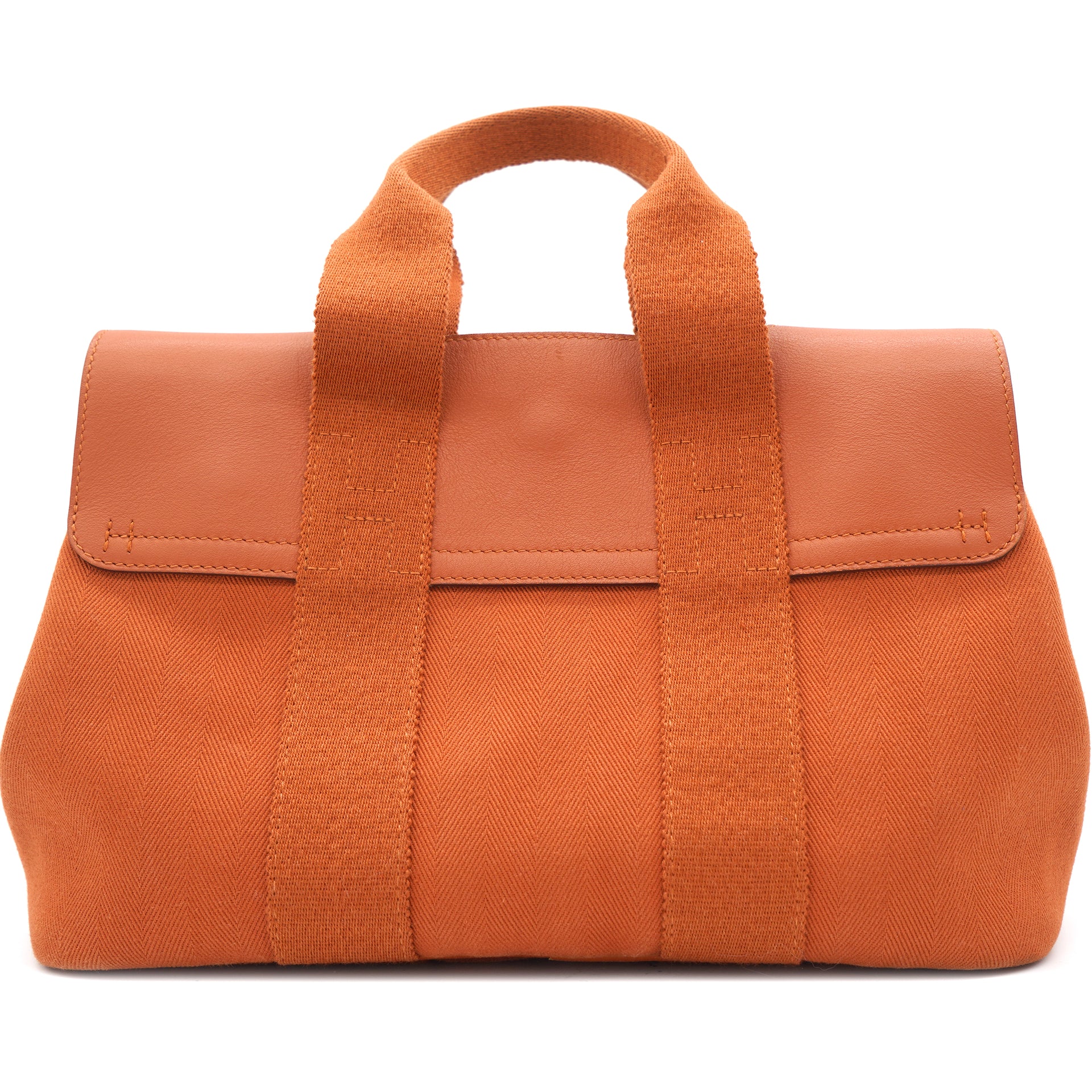 Valparaiso PM Orange Leather Canvas Tote Hand Bag