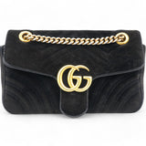 Velvet Matelasse Small GG Marmont Shoulder Bag Black