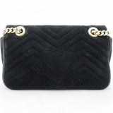 Velvet Matelasse Small GG Marmont Shoulder Bag Black