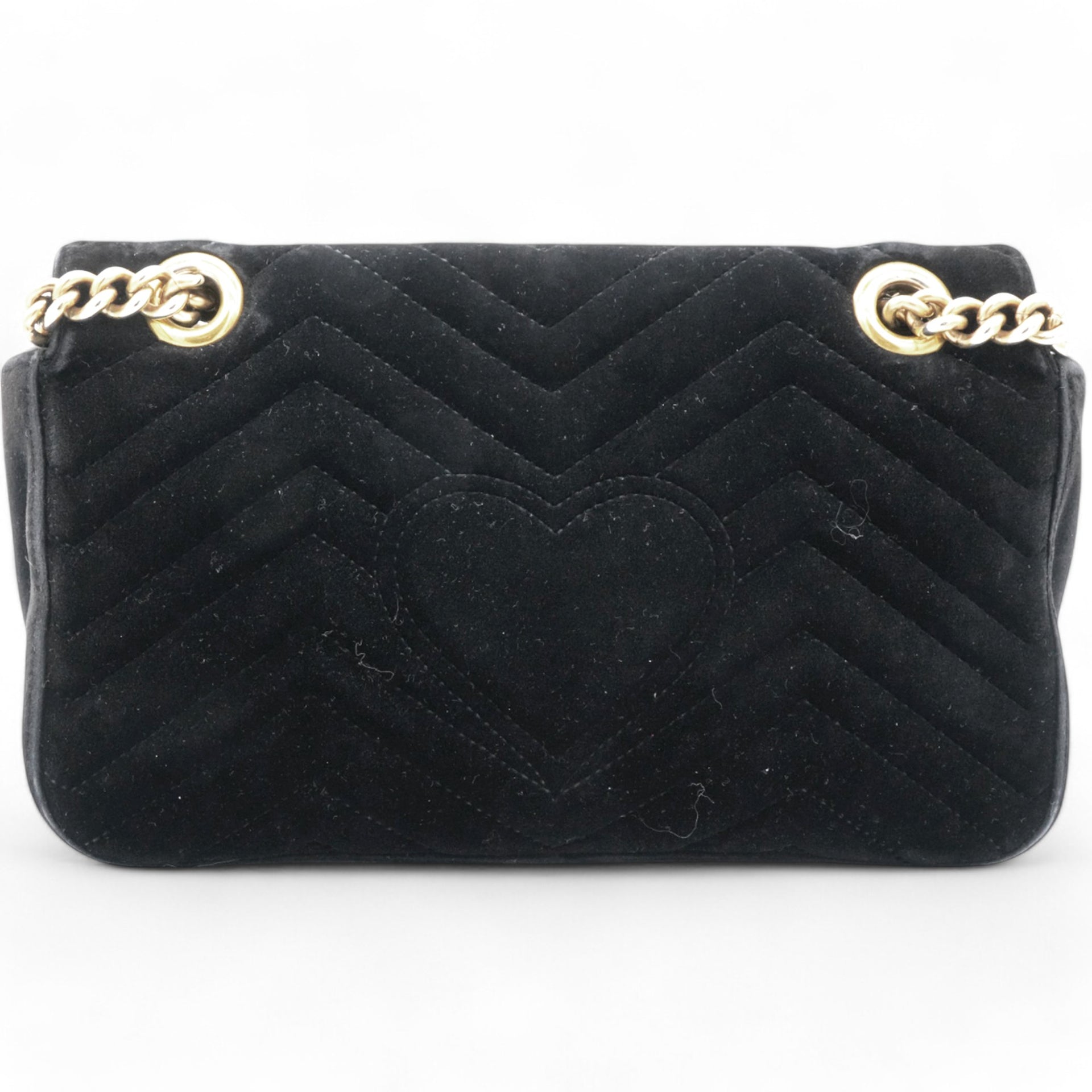 Velvet Matelasse Small GG Marmont Shoulder Bag Black