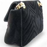 Velvet Matelasse Small GG Marmont Shoulder Bag Black