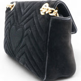 Velvet Matelasse Small GG Marmont Shoulder Bag Black