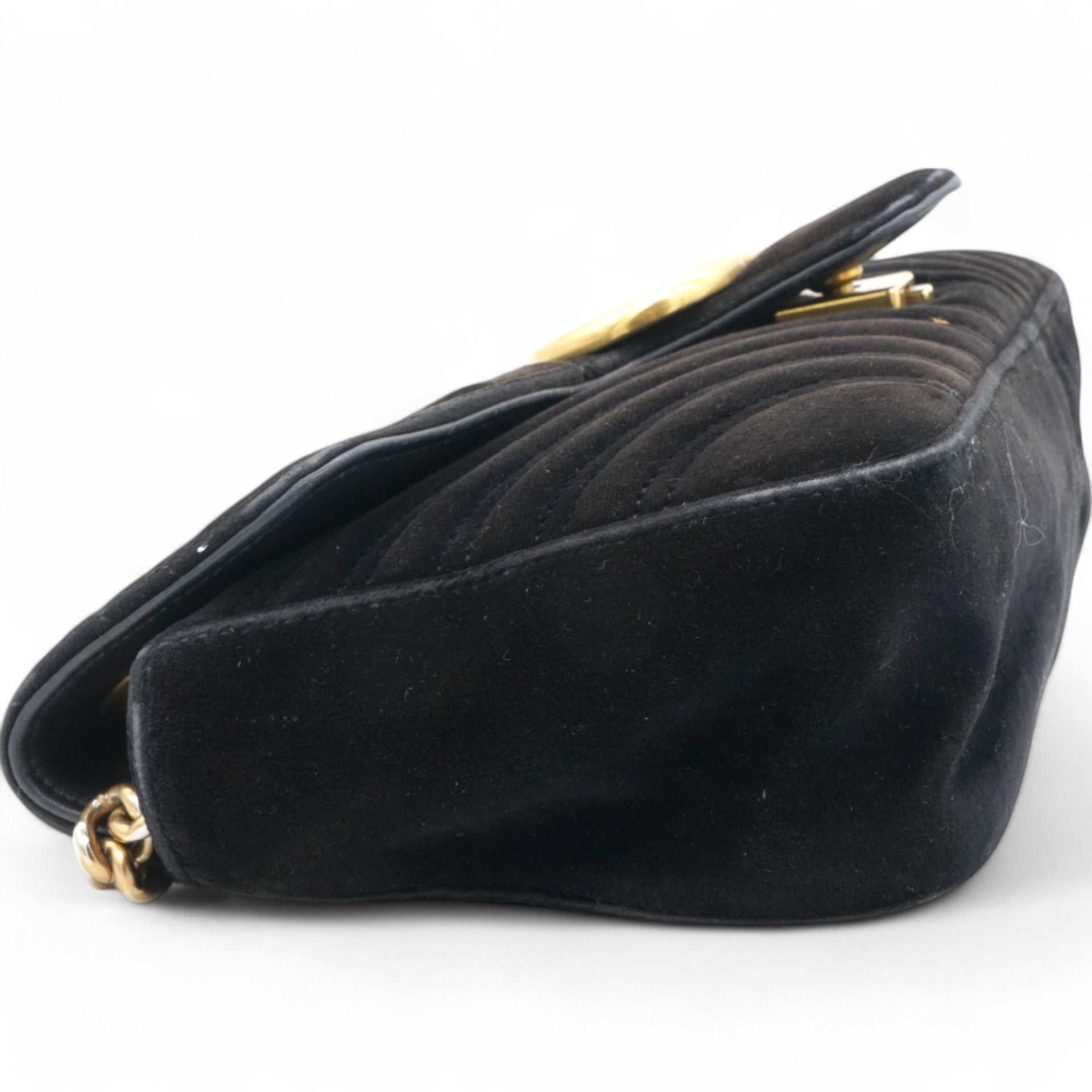 Velvet Matelasse Small GG Marmont Shoulder Bag Black