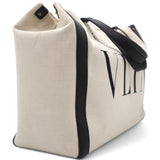 White/Black Canvas and Leather VLTN Logo Tote