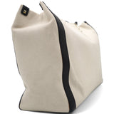 White/Black Canvas and Leather VLTN Logo Tote