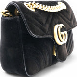 Velvet Matelasse Mini GG Marmont Shoulder Bag Black