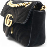 Velvet Matelasse Mini GG Marmont Shoulder Bag Black