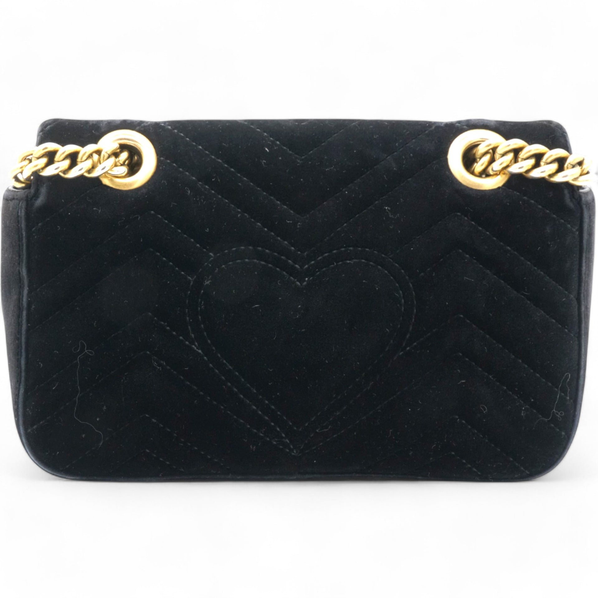 Velvet Matelasse Mini GG Marmont Shoulder Bag Black