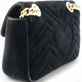 Velvet Matelasse Mini GG Marmont Shoulder Bag Black