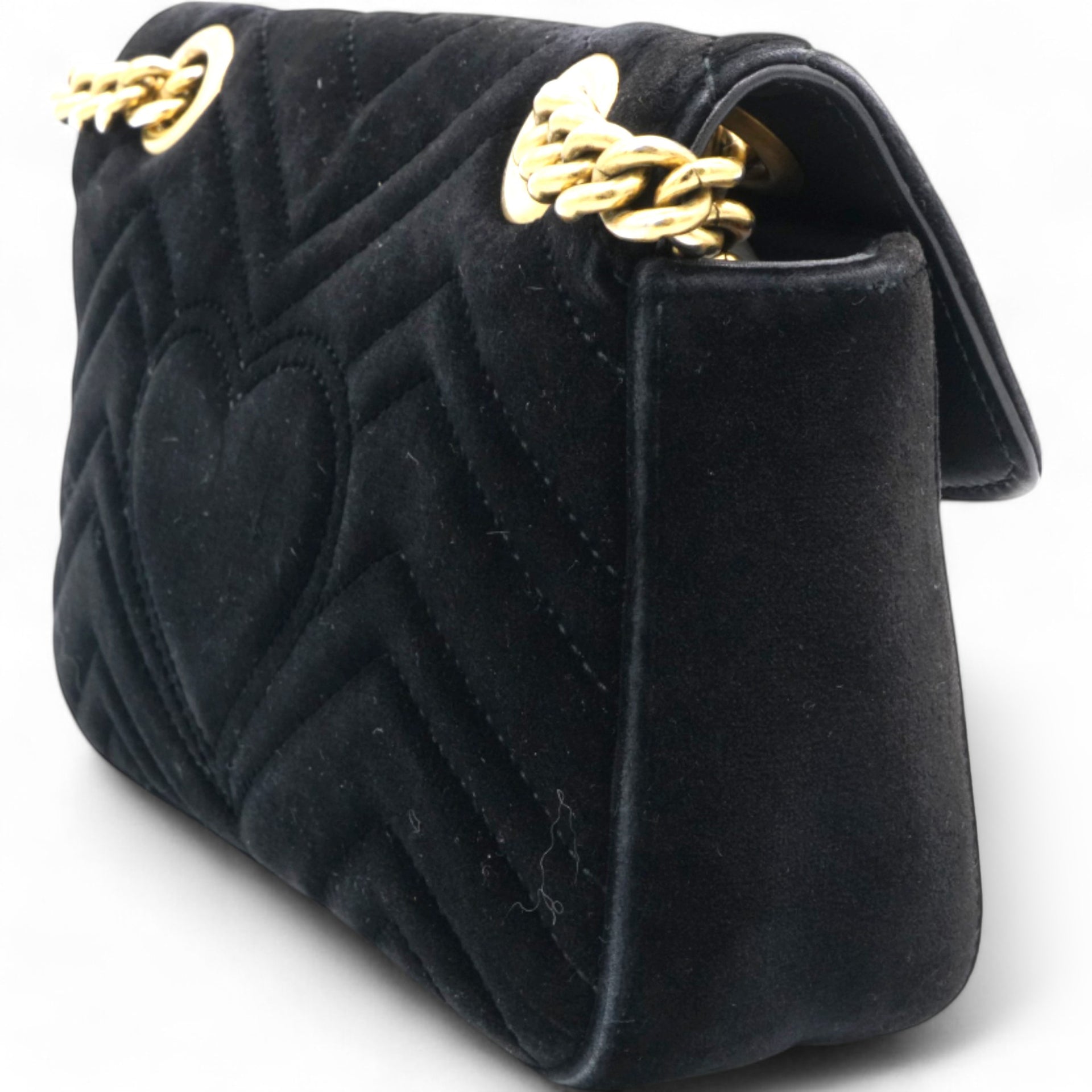 Velvet Matelasse Mini GG Marmont Shoulder Bag Black