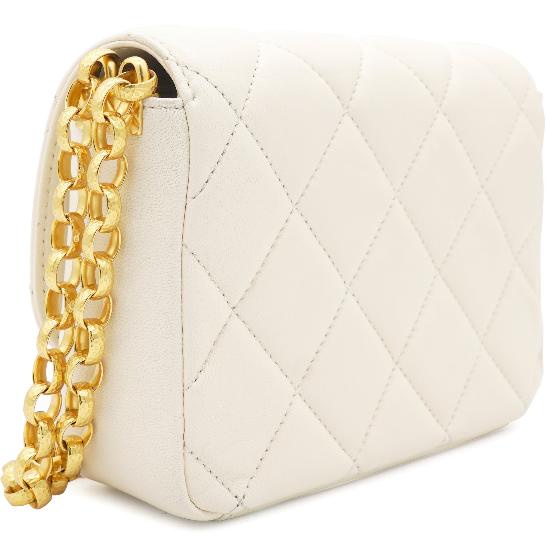 Quilted White Flap Bag