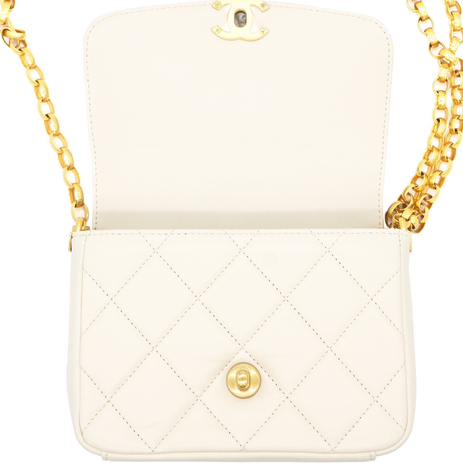 Quilted White Flap Bag