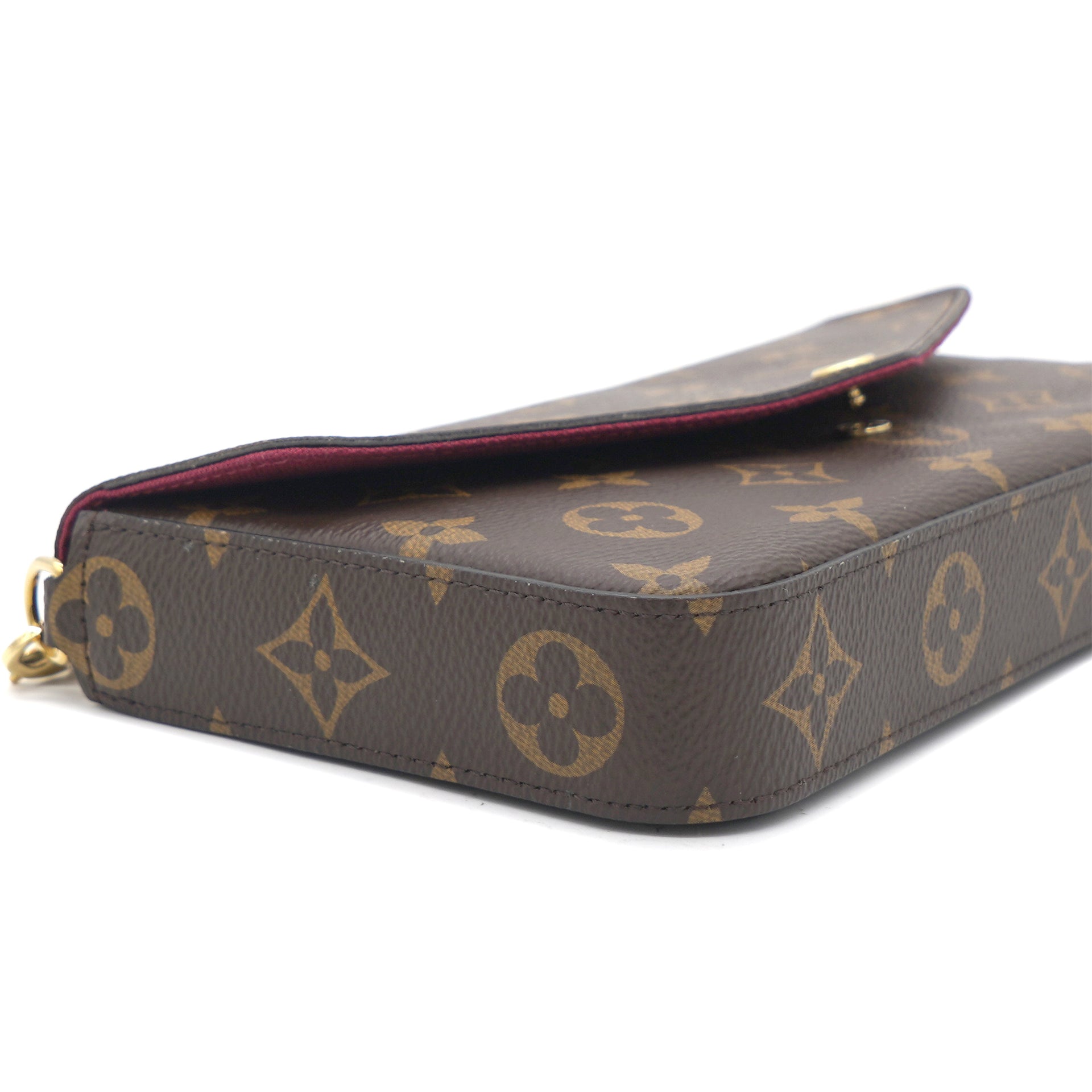 LOUIS VUITTON Felicie Monogram Canvas Pochette Crossbody Bag Brown