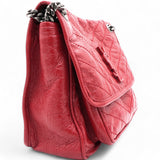 Crinkled Matelasse Monogram Medium Niki Chain Satchel Rouge Eros