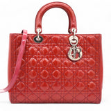 Patent Cannage Large Lady Dior Red