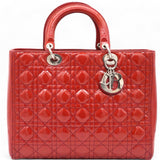 Patent Cannage Large Lady Dior Red