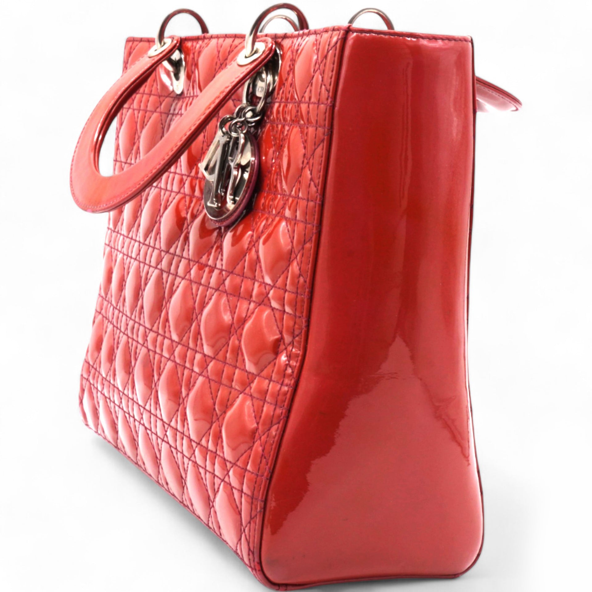 Patent Cannage Large Lady Dior Red