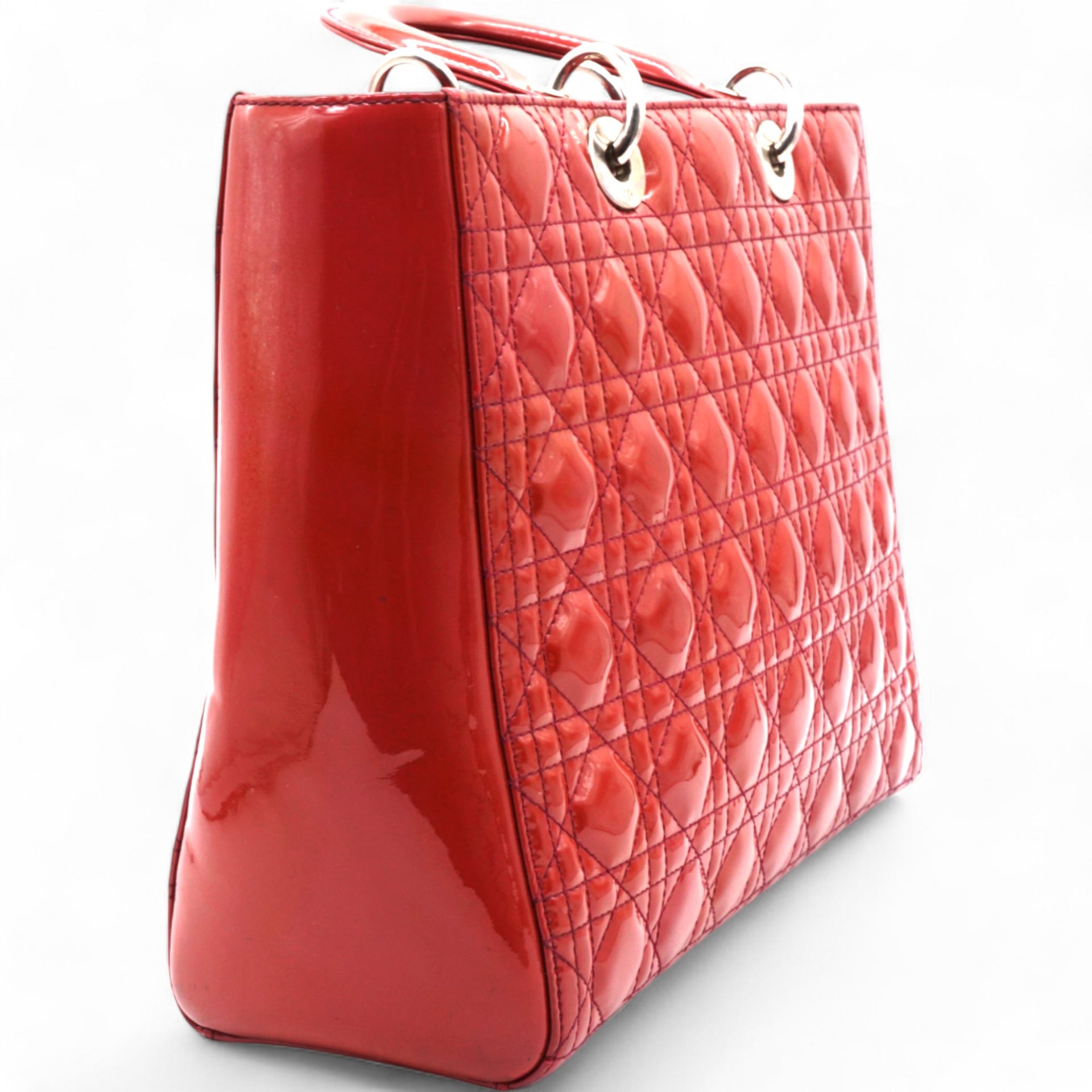 Patent Cannage Large Lady Dior Red