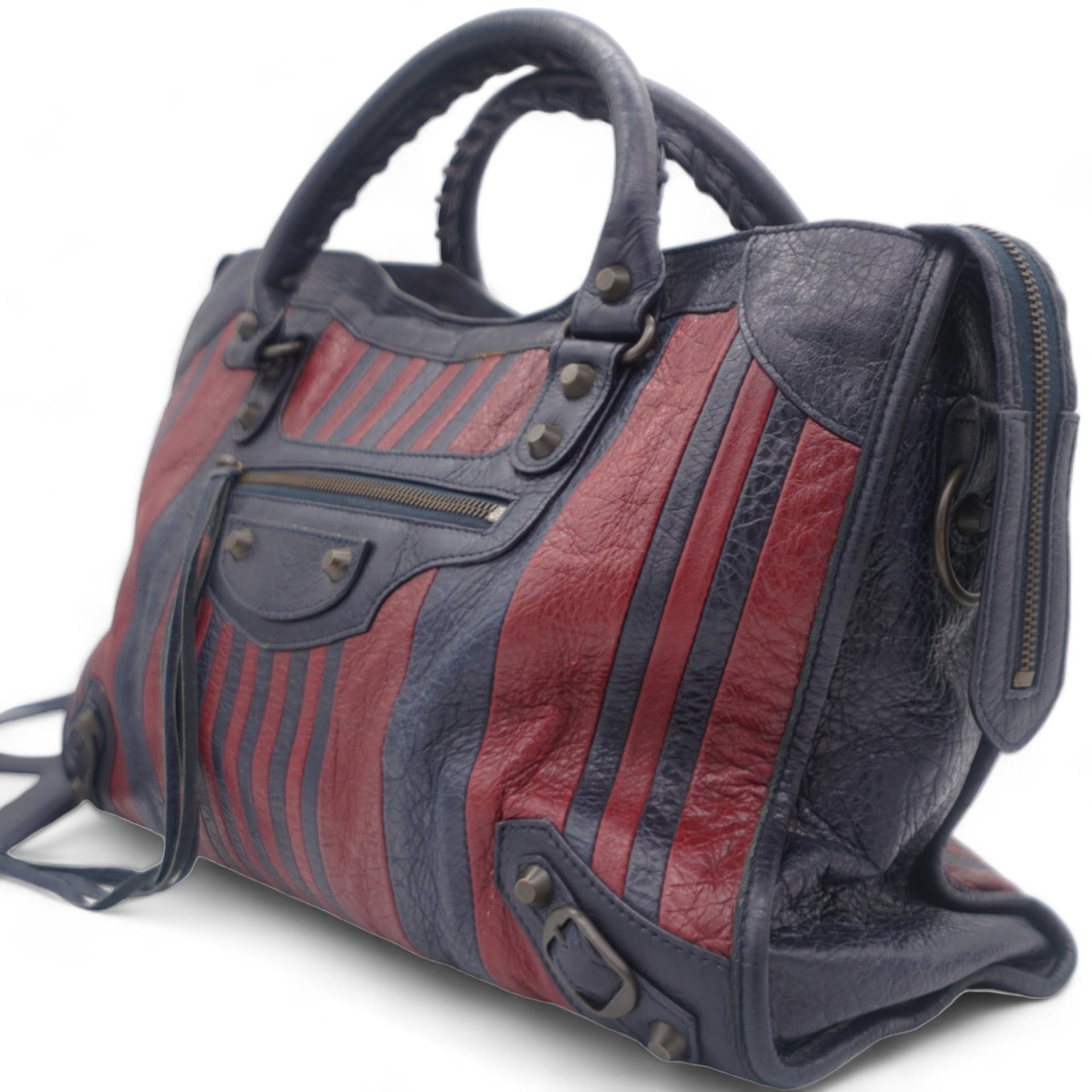 Cuir Arena Striped Classic Hardware City Bleu Nuit Rouge