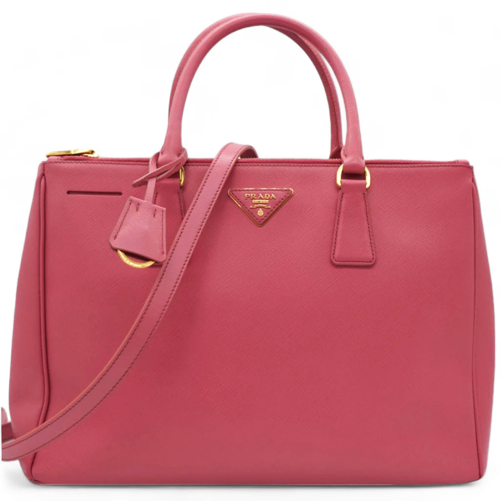 Prada Saffiano Galleria Double Zip Tote Geranio STYLISHTOP