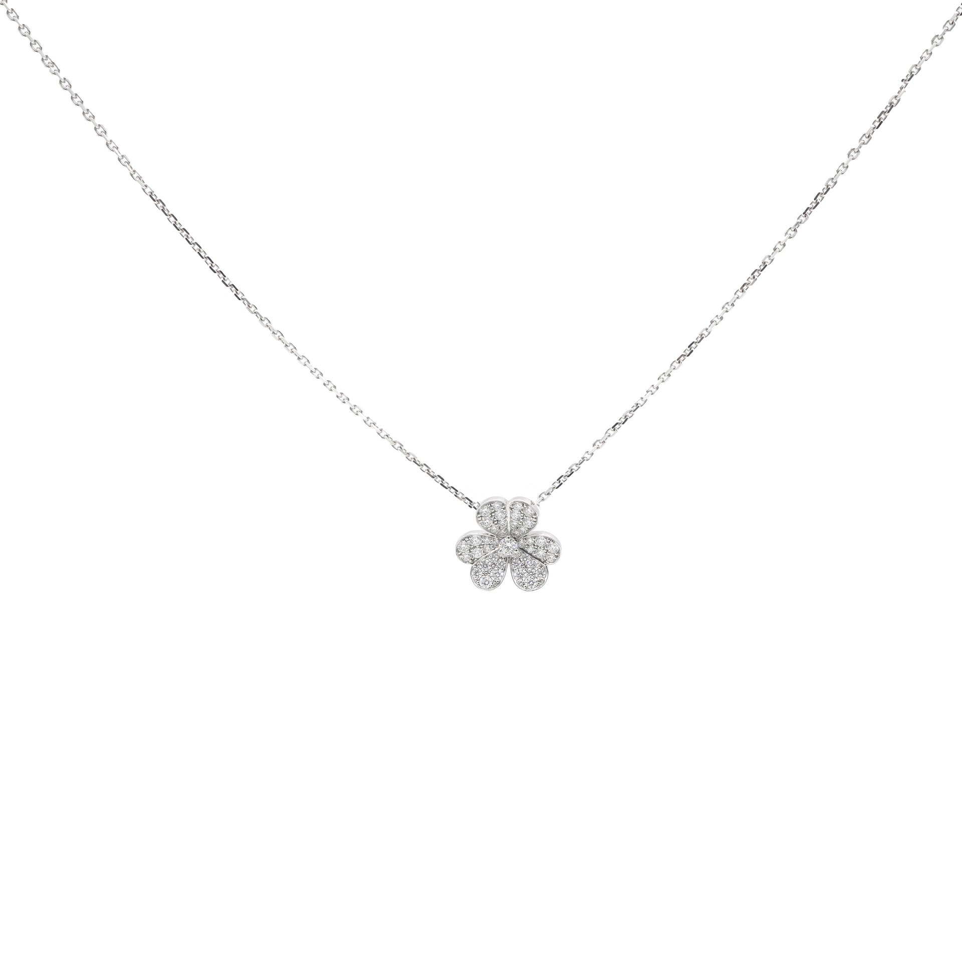 18K White Gold Diamond Small Frivole Pendant Necklace