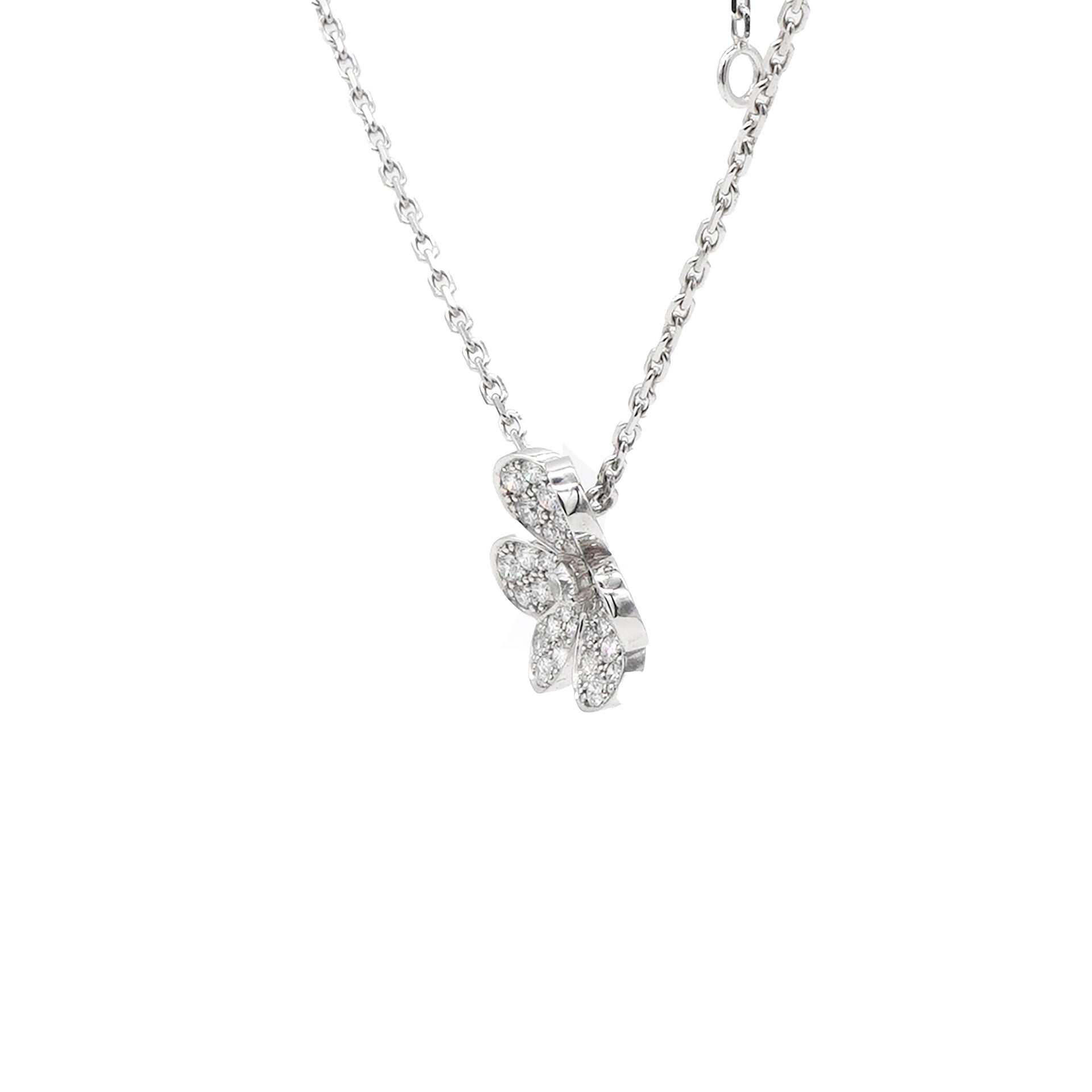 18K White Gold Diamond Small Frivole Pendant Necklace