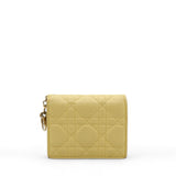 Lambskin Cannage Mini Lady Dior Wallet Soft Yellow