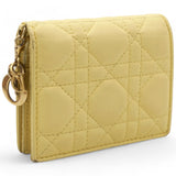 Lambskin Cannage Mini Lady Dior Wallet Soft Yellow