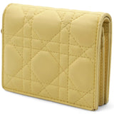 Lambskin Cannage Mini Lady Dior Wallet Soft Yellow