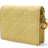 Lambskin Cannage Mini Lady Dior Wallet Soft Yellow