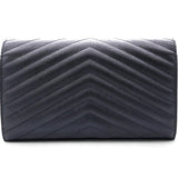 Grain De Poudre Matelasse Chevron Monogram Envelope Chain Wallet Dark Smog