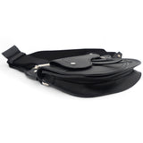 Grained Calfskin Saddle Messenger Bag Black