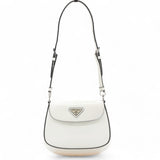 Spazzolato Mini Cleo Flap Adjustable Strap Shoulder Bag White