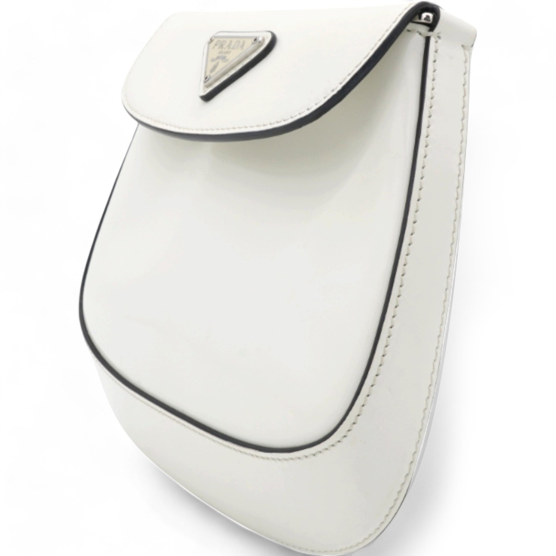 Spazzolato Mini Cleo Flap Adjustable Strap Shoulder Bag White