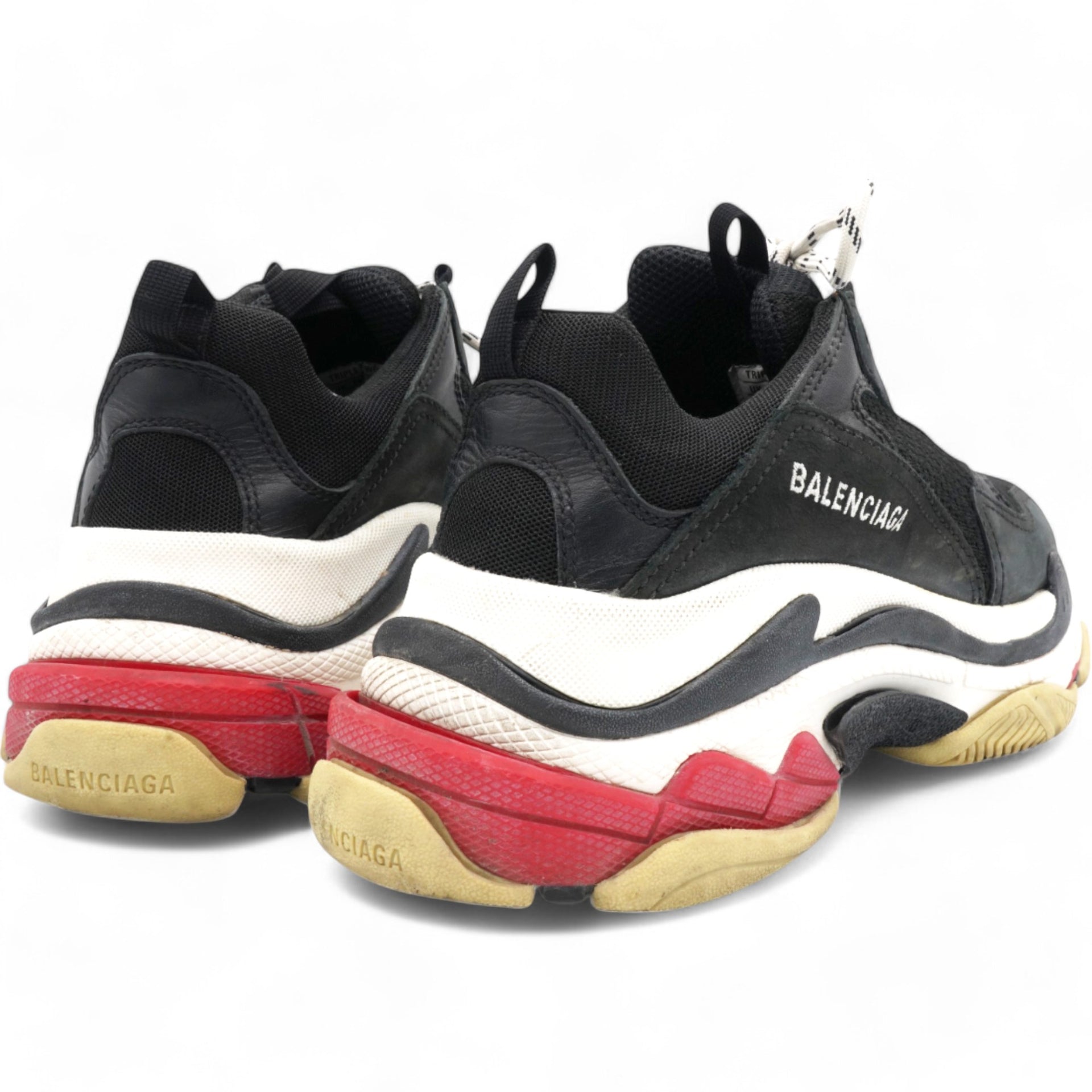 Triple S Sneakers in Black/Red Polyurethane Size39