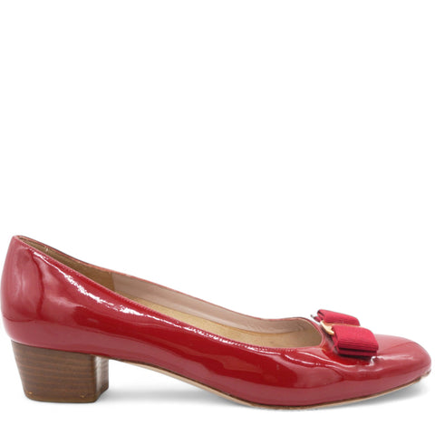 Red Patent Leather Vara Double Bow Pumps Size 8/39