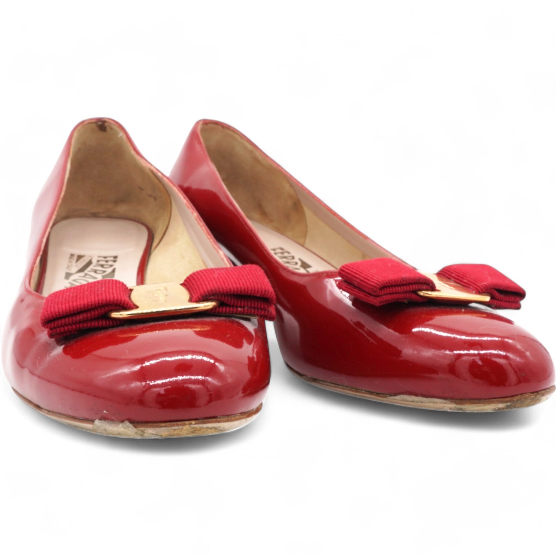 Red Patent Leather Vara Double Bow Pumps Size 8/39