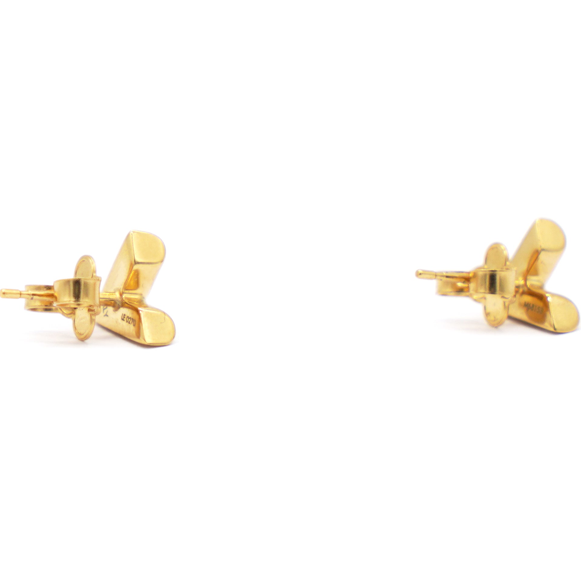 Louis Vuitton Essential V Gold Tone Stud Earrings at 1stDibs