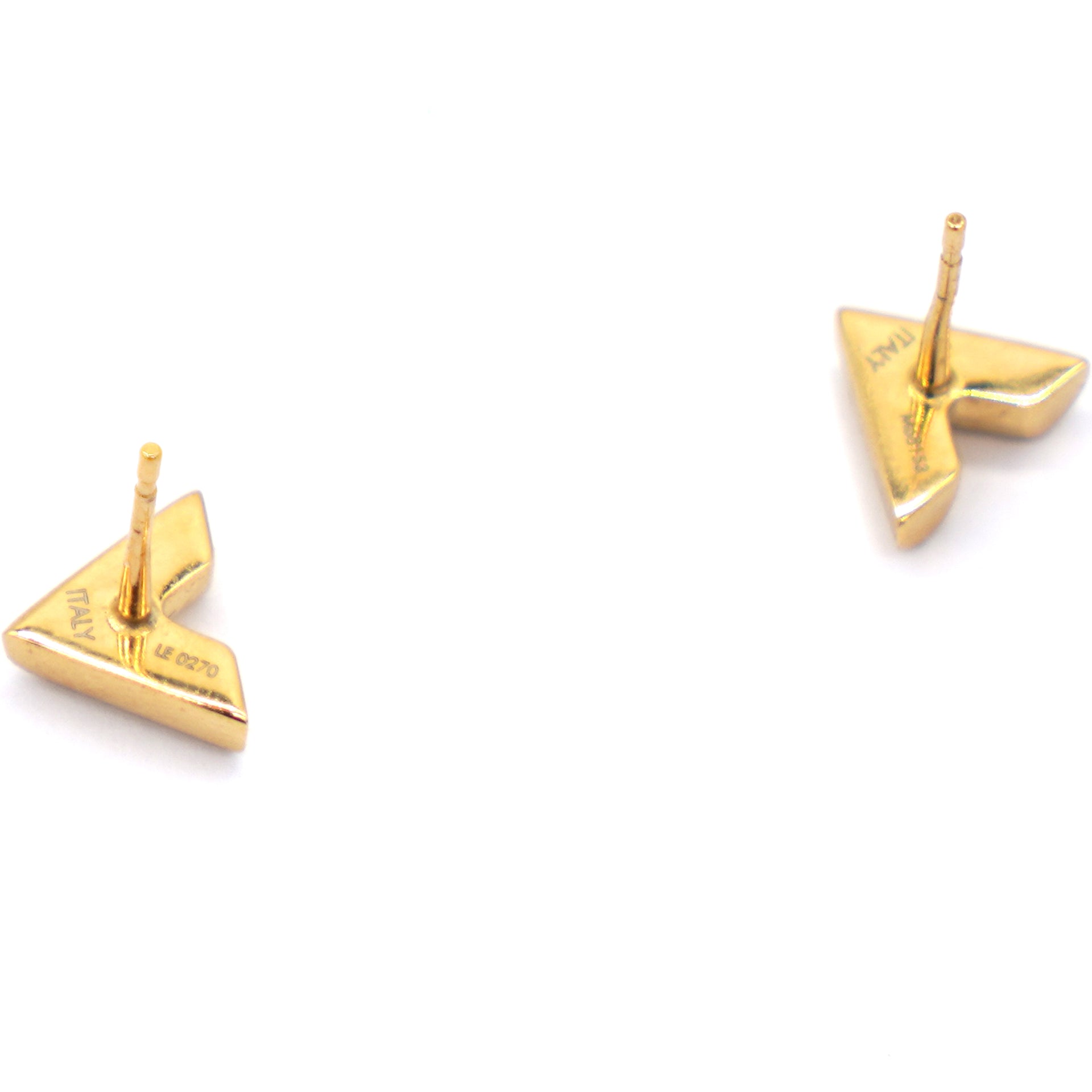 Louis Vuitton Essential V Stud Earrings Gold Tone