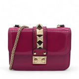 Vitello Mini Glam Lock Rockstud Flap Fuxia