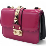 Vitello Mini Glam Lock Rockstud Flap Fuxia