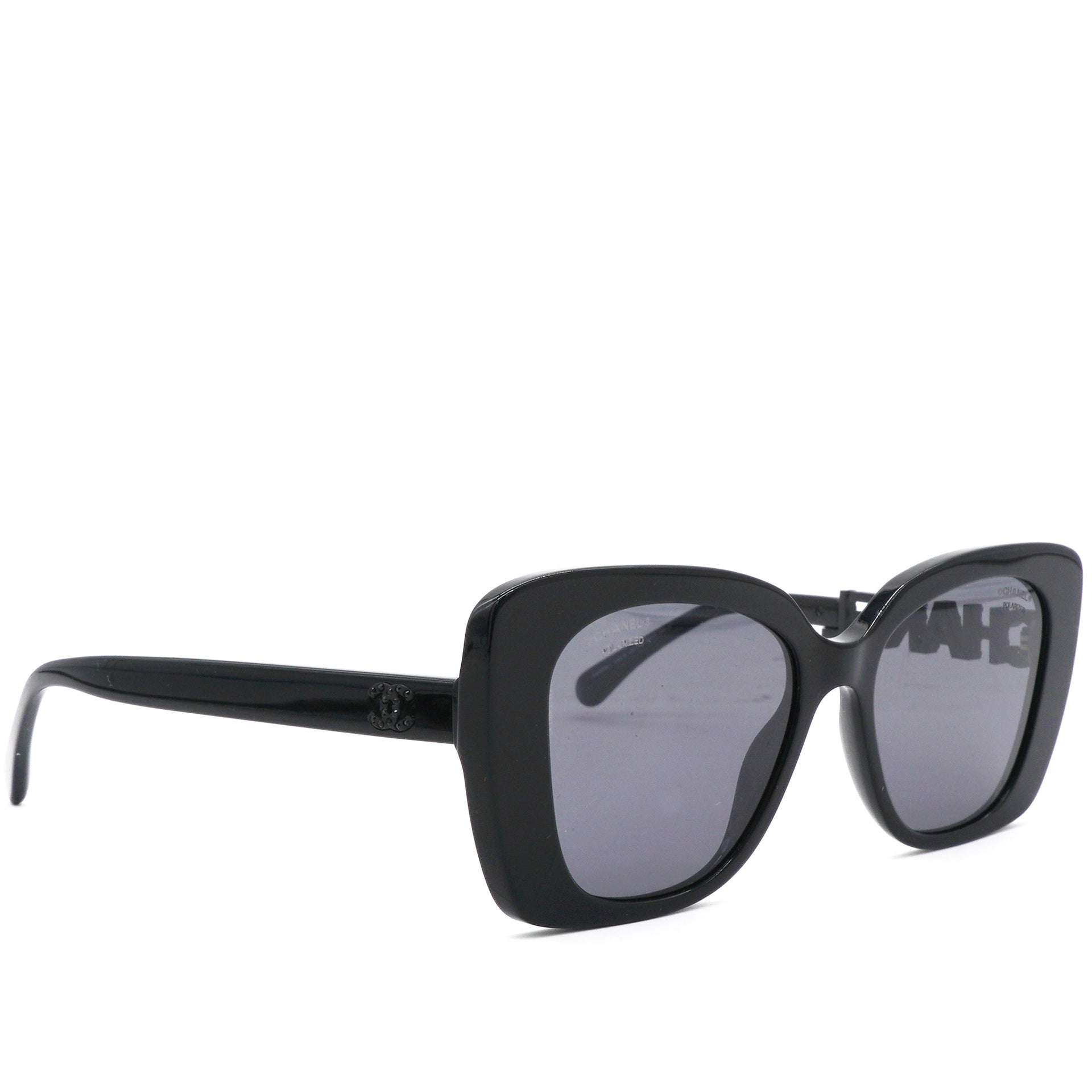 Acetate Strass Square Sunglasses 5422 Black