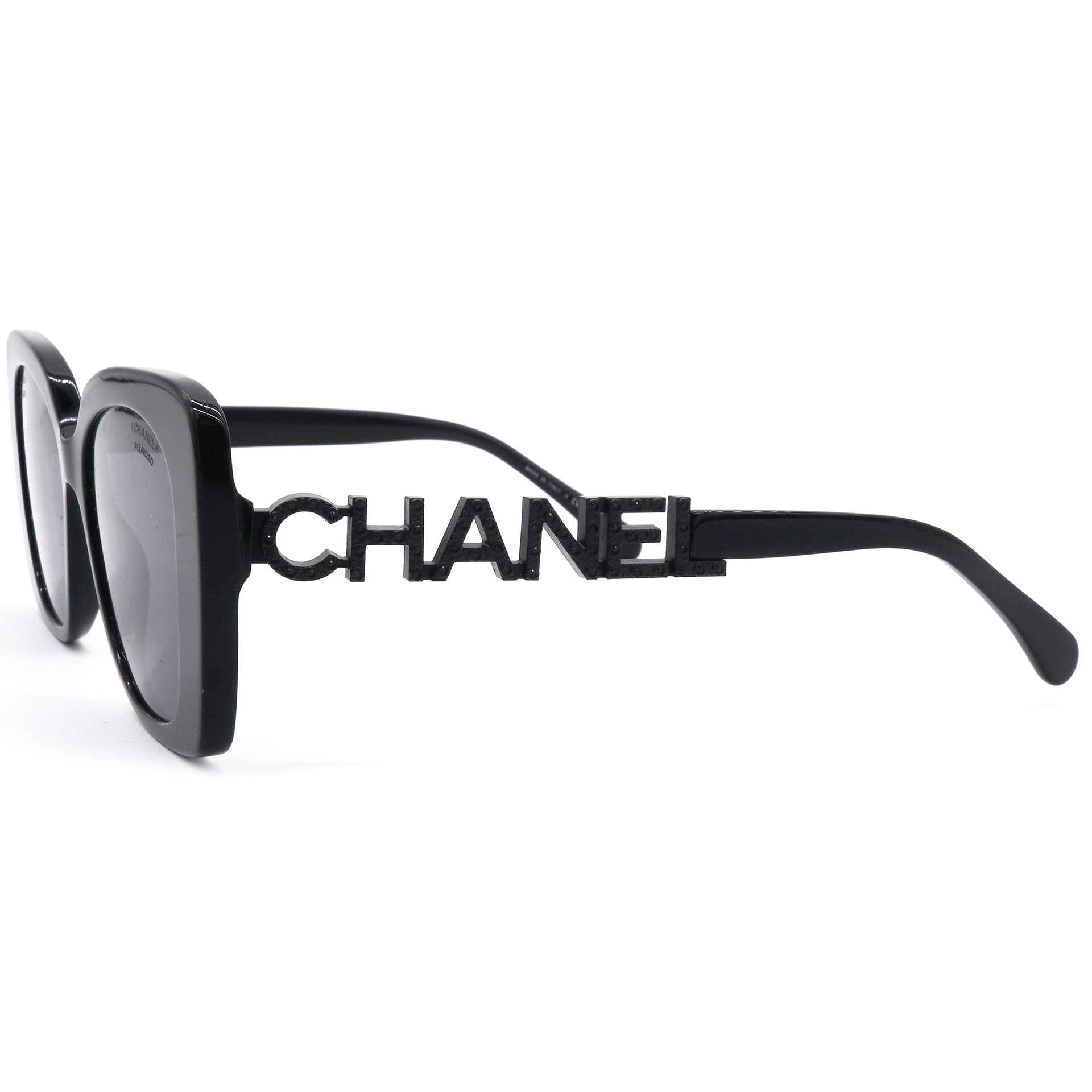 Acetate Strass Square Sunglasses 5422 Black